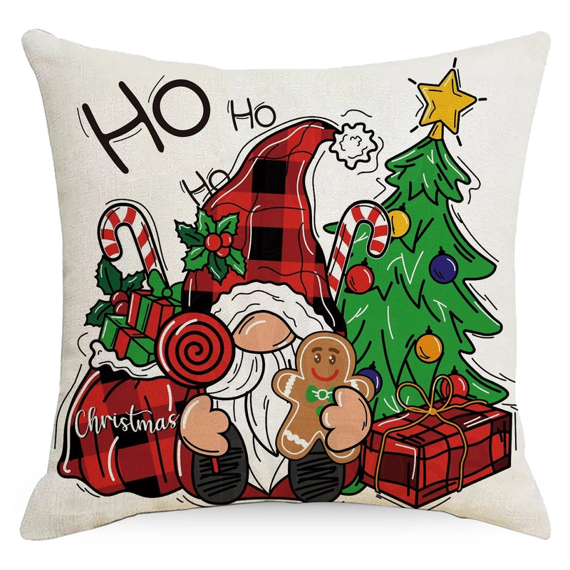 Fashion Christmas Tree Christmas Socks Letter Linen Pillow Cases