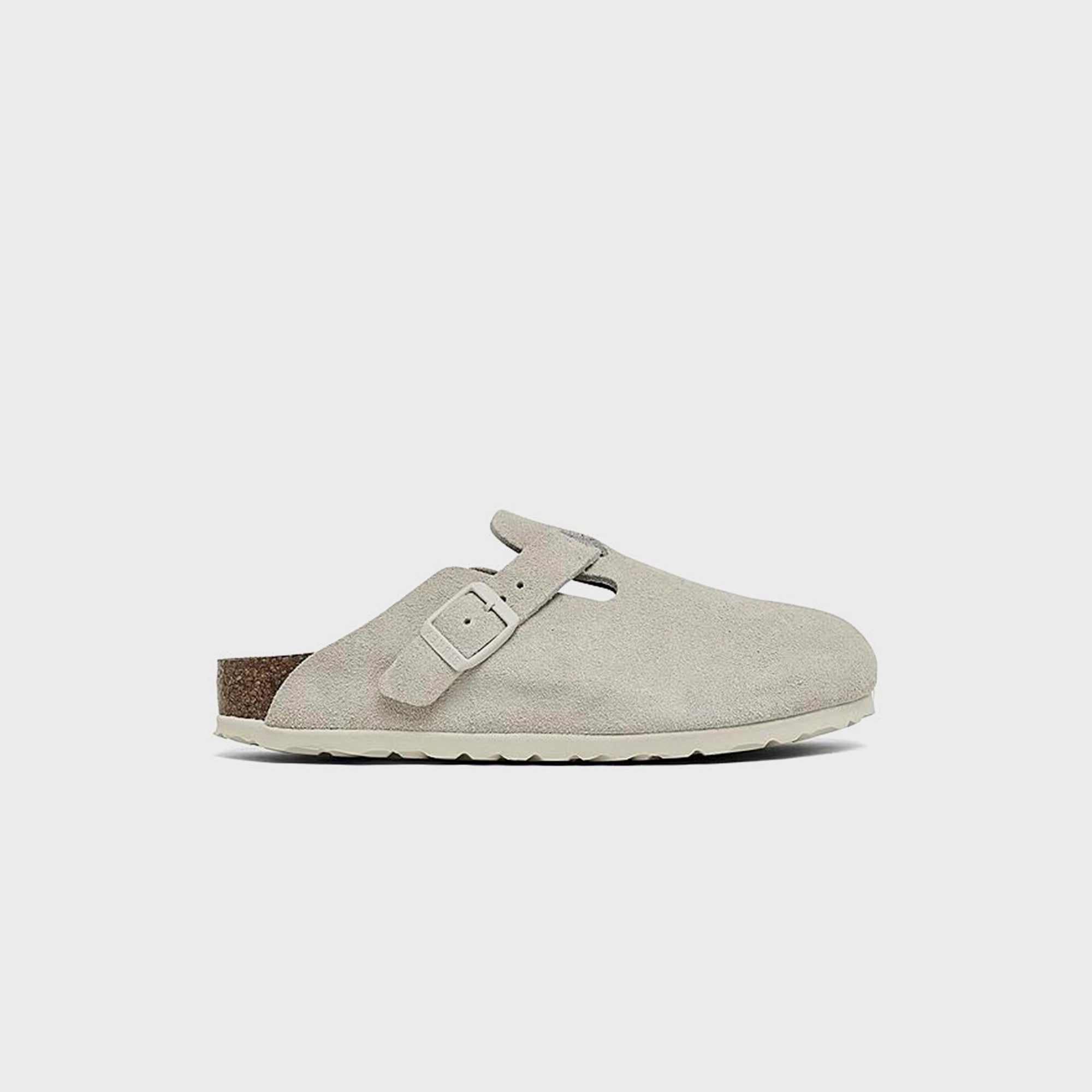 Birkenstock Boston SFB Antique - White Suede