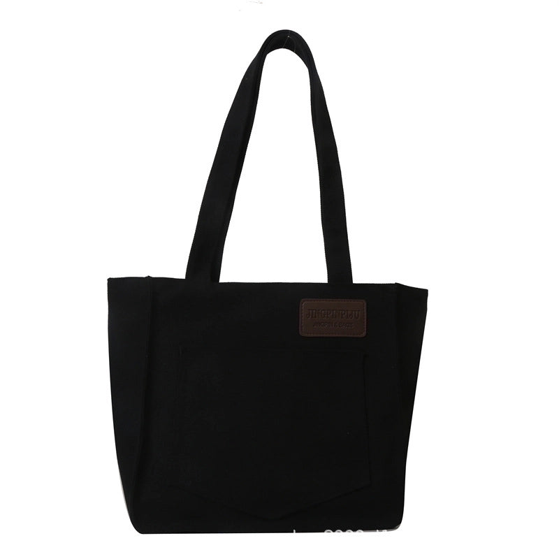Women's Canvas Solid Color Basic Square Zipper Shoulder Bag