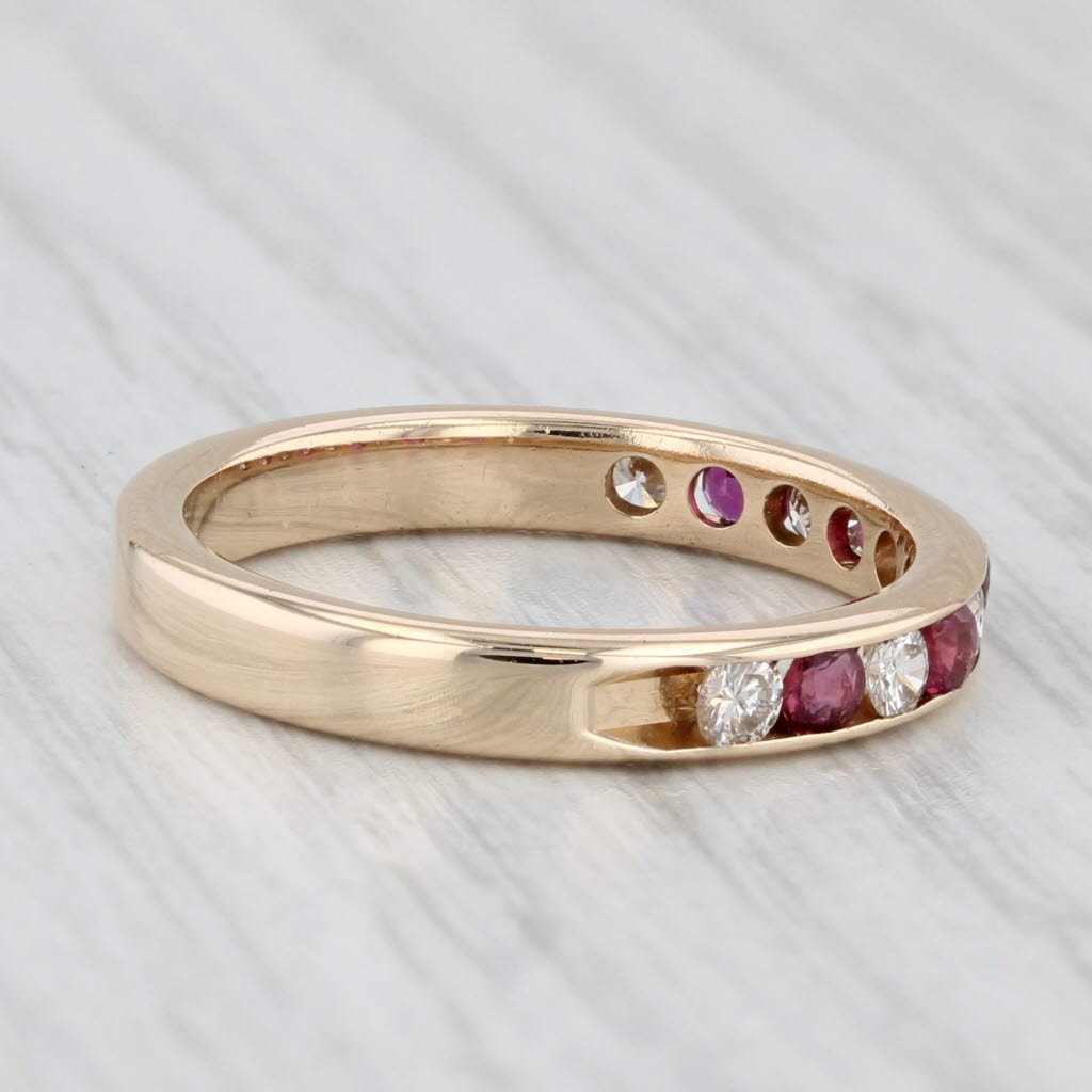 0.59ctw Ruby Diamond Band 14k Yellow Gold Size 6.25 Wedding Stackable Ring