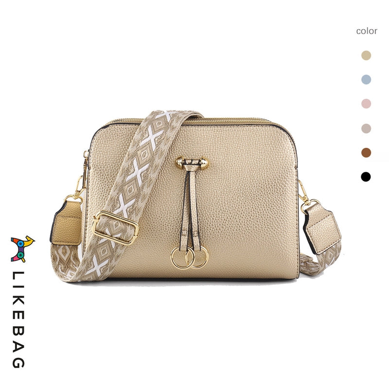 Women's Medium Pu Leather Solid Color Basic Classic Style Zipper Crossbody Bag