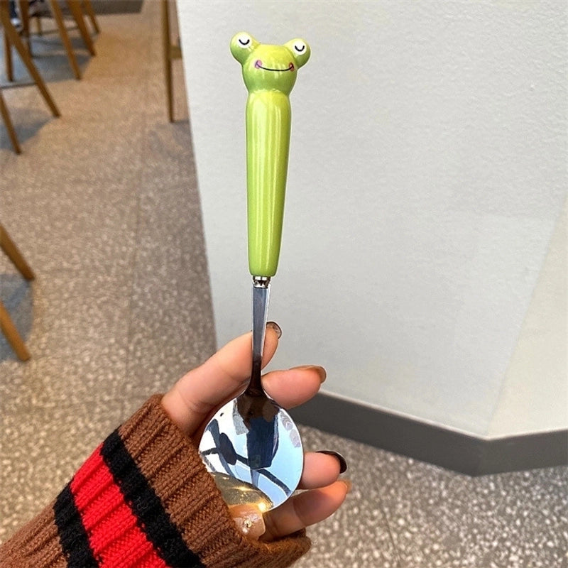 Cartoon Cute Frog Crocodile 430 Stainless Steel Ceramics Tableware