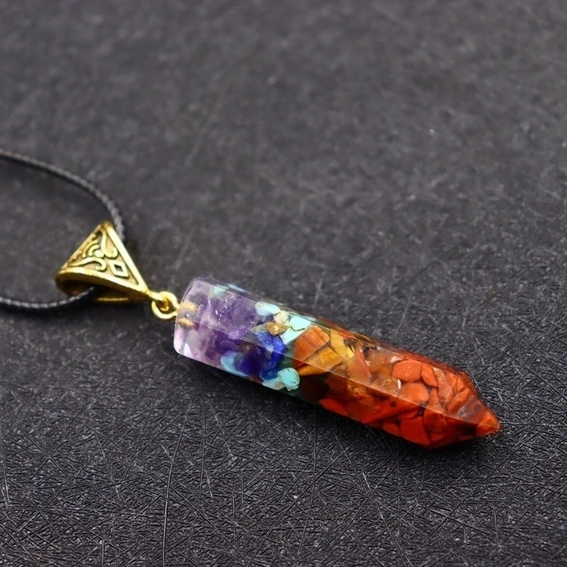 Fashion Square Natural Stone Epoxy Pendant Necklace 1 Piece