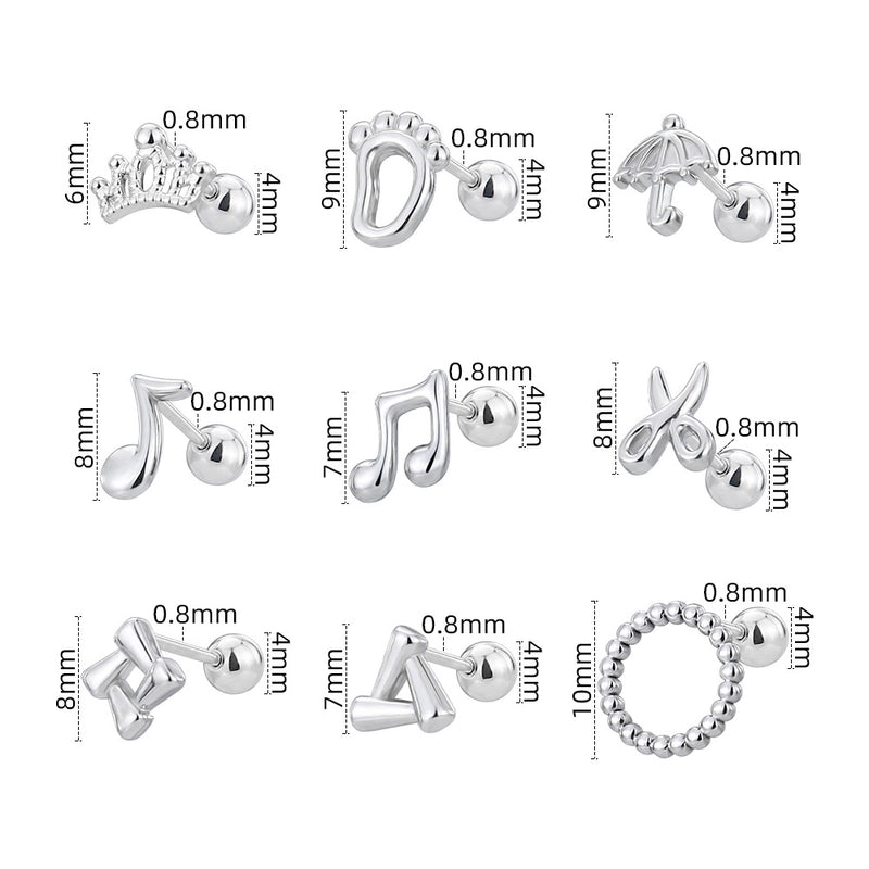1 Piece Cute Minimalist Geometric Animal Crown Plating Titanium Steel Ear Studs