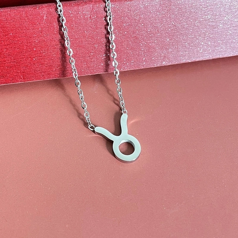 Simple Fashion Twelve Constellation Stainless Steel Geometric Necklace