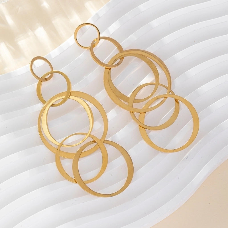 2 Pieces Elegant Lady Round Flower Snake Plating 316 Stainless Steel  Titanium Steel 18K Gold Plated Drop Earrings
