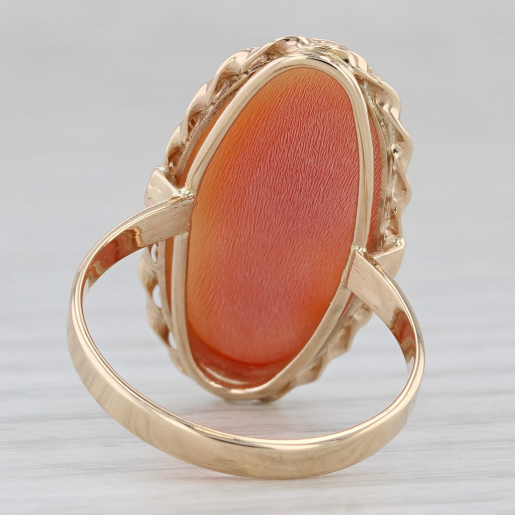 Carved Shell Cameo Ring 14k Yellow Gold Size 6 Vintage Figural Female Bust