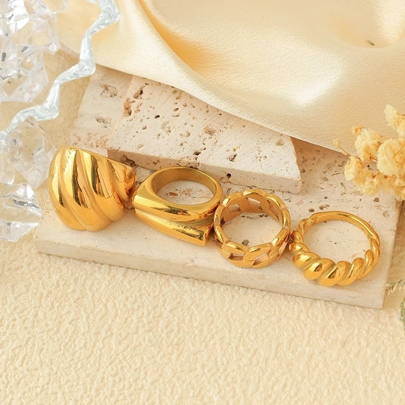 Hip-Hop Rock Streetwear Geometric 304 Stainless Steel 14K Gold Plated Rings