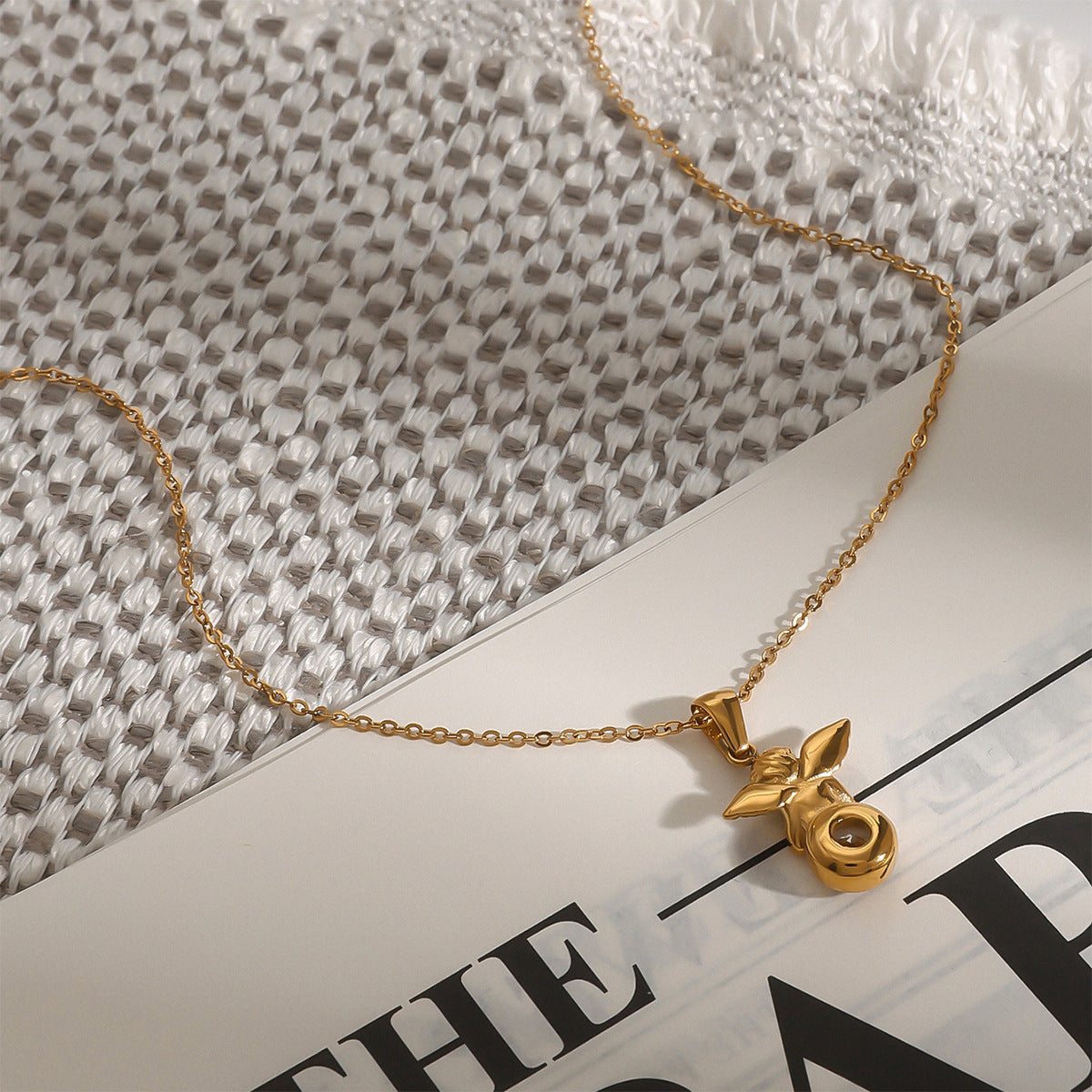 Stainless Steel Angel Zircon Necklace Accessories Clavicle Chain Titanium Steel Necklace