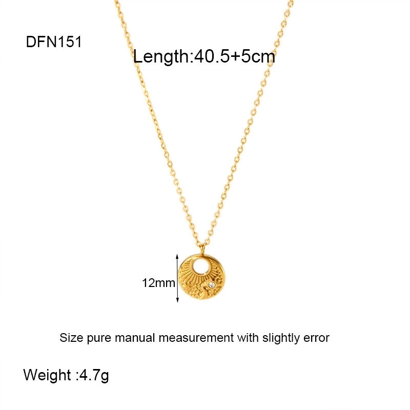 304 Stainless Steel Gold Plated Minimalist Classic Style Plating Solid Color Pendant Necklace