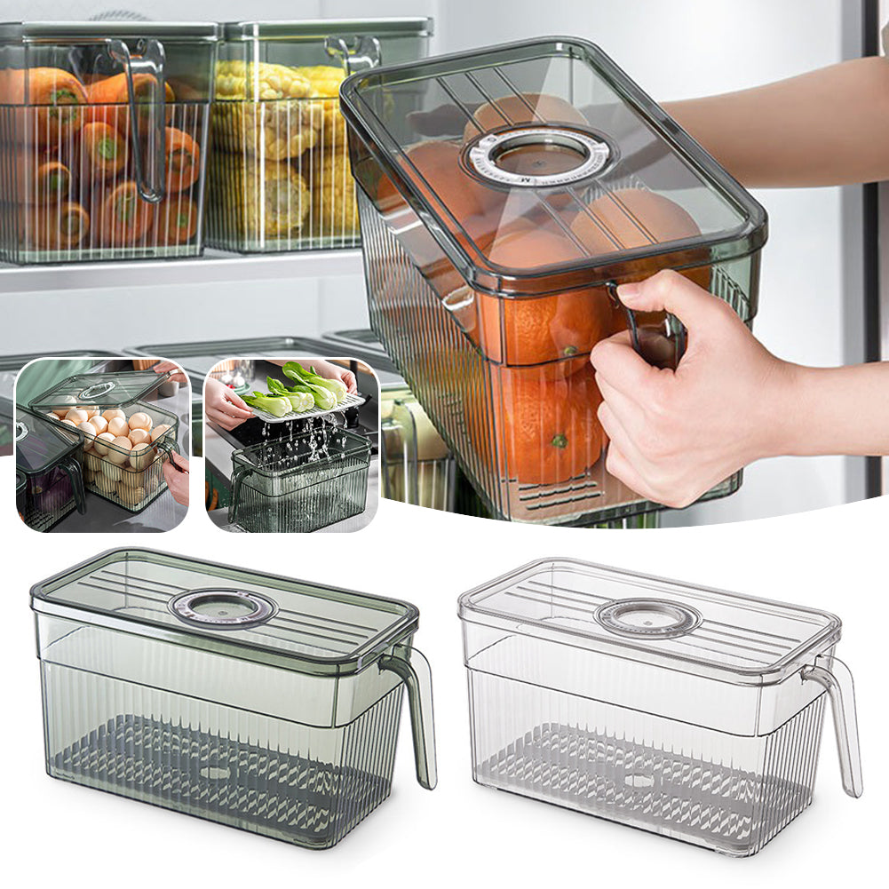 COMPACT ACRYLIC FRIDGE ORGANIZER WITH HANDLE – DURABLE & REUSABLE FOR FRUITS & VEGGIES