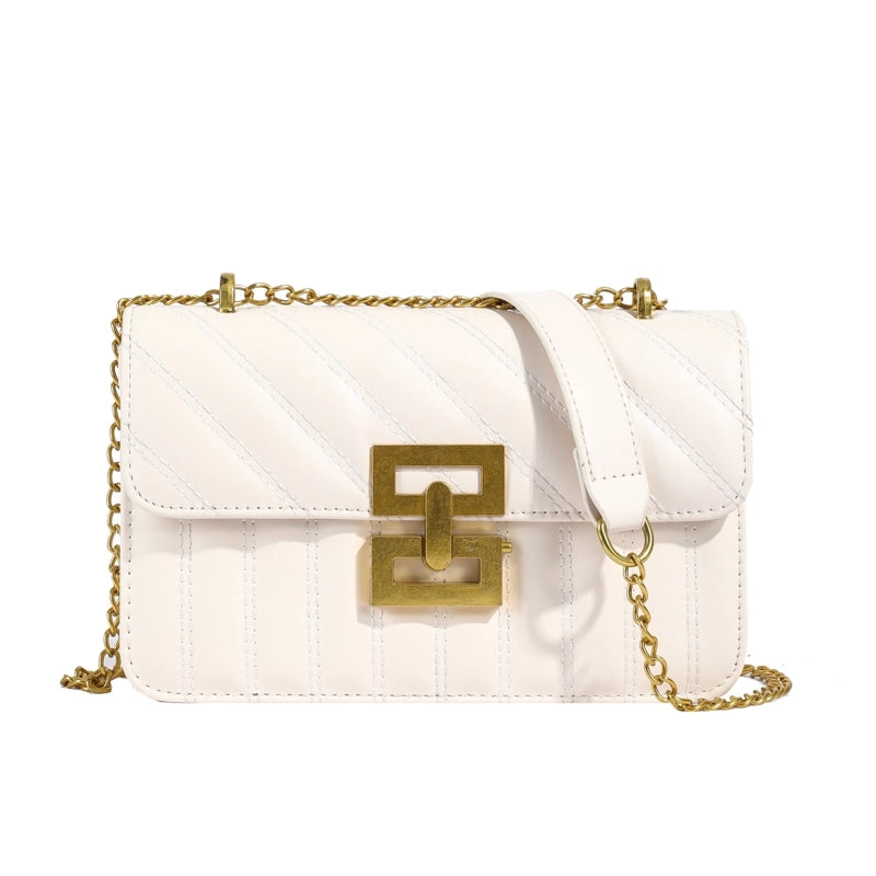 Women's Medium Pu Leather Solid Color Elegant Classic Style Square Flip Cover Shoulder Bag Crossbody Bag