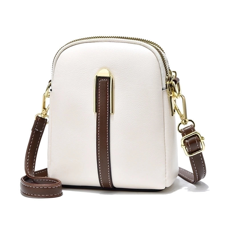 Women's Pu Leather Solid Color Basic Square Zipper Shoulder Bag Phone Wallet Crossbody Bag
