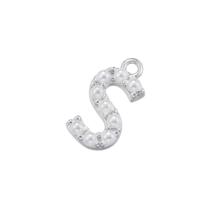 Casual Elegant Minimalist Letter Copper Plating Inlay Artificial Pearls 18k Gold Plated Charms