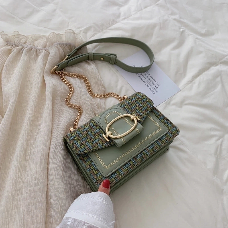 Women's Small Pu Leather Printing Vintage Style Square Flip Cover Shoulder Bag Crossbody Bag