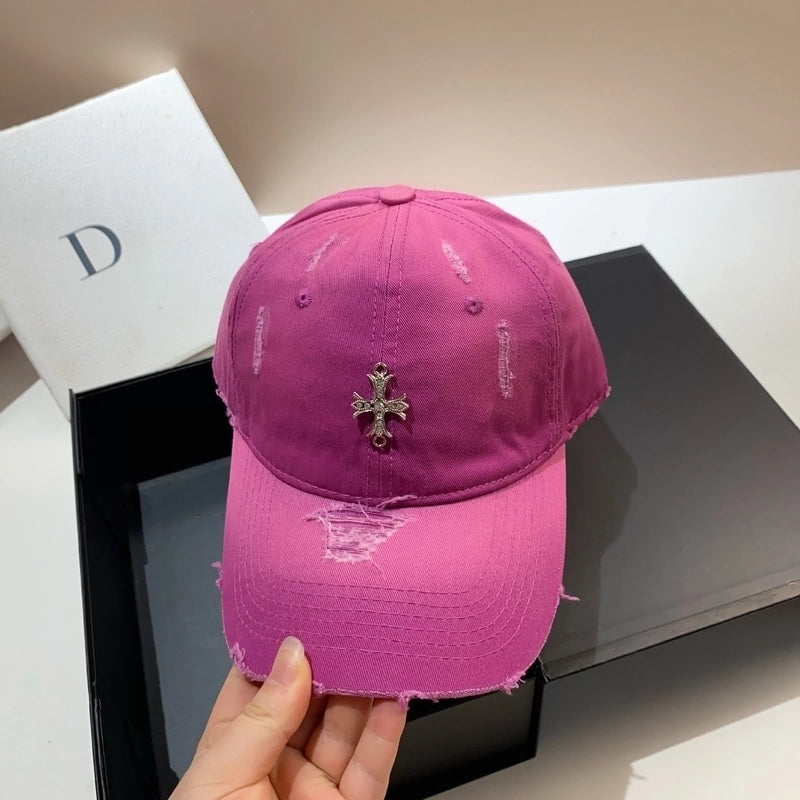 Women's Retro Streetwear Cross Rhinestone Curved Eaves Baseball Cap