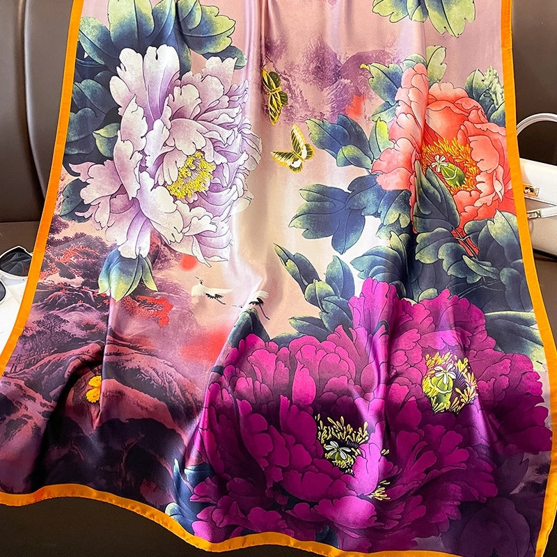 Women's Casual Elegant Wedding Leopard Satin Printing And Dyeing Silk Scarf Hijab
