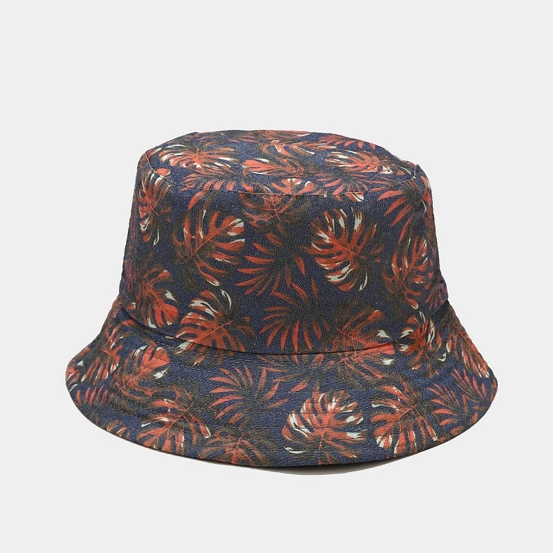Women's Minimalist Flower Printing Flat Eaves Bucket Hat