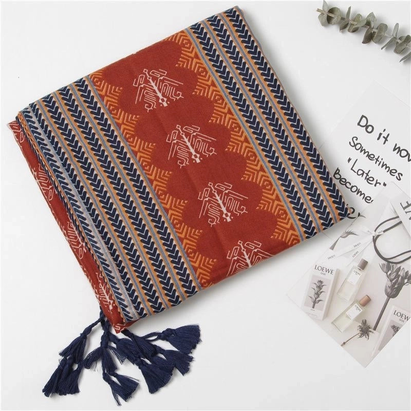 Shawl Female Sunscreen Scarf Navy Blue Orange Student Travel Scarf