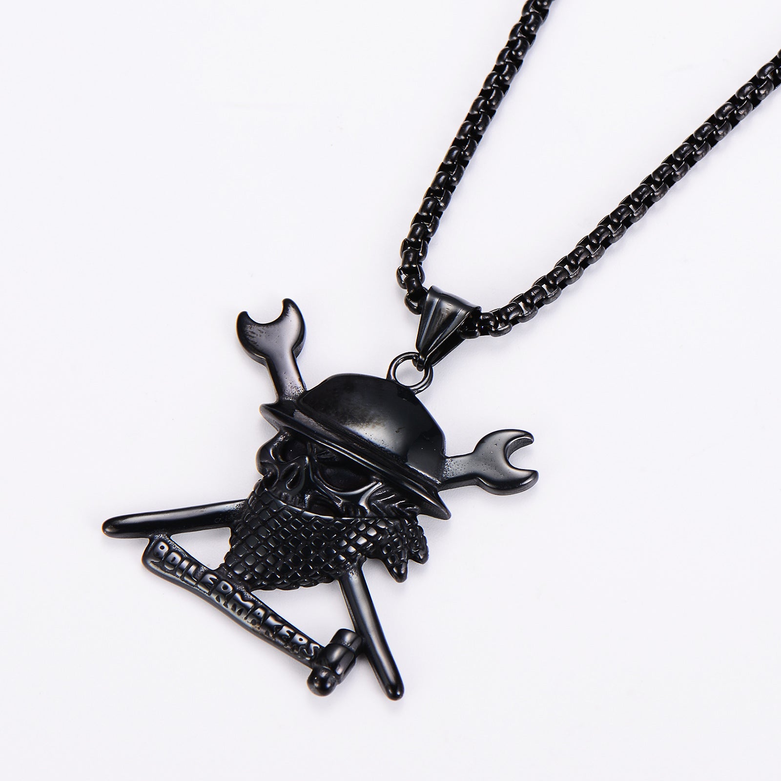 Aml Stainless Steel All-Match Skull Pirate Hat Pendant Necklace For Men And Women Hip-Hop Personality