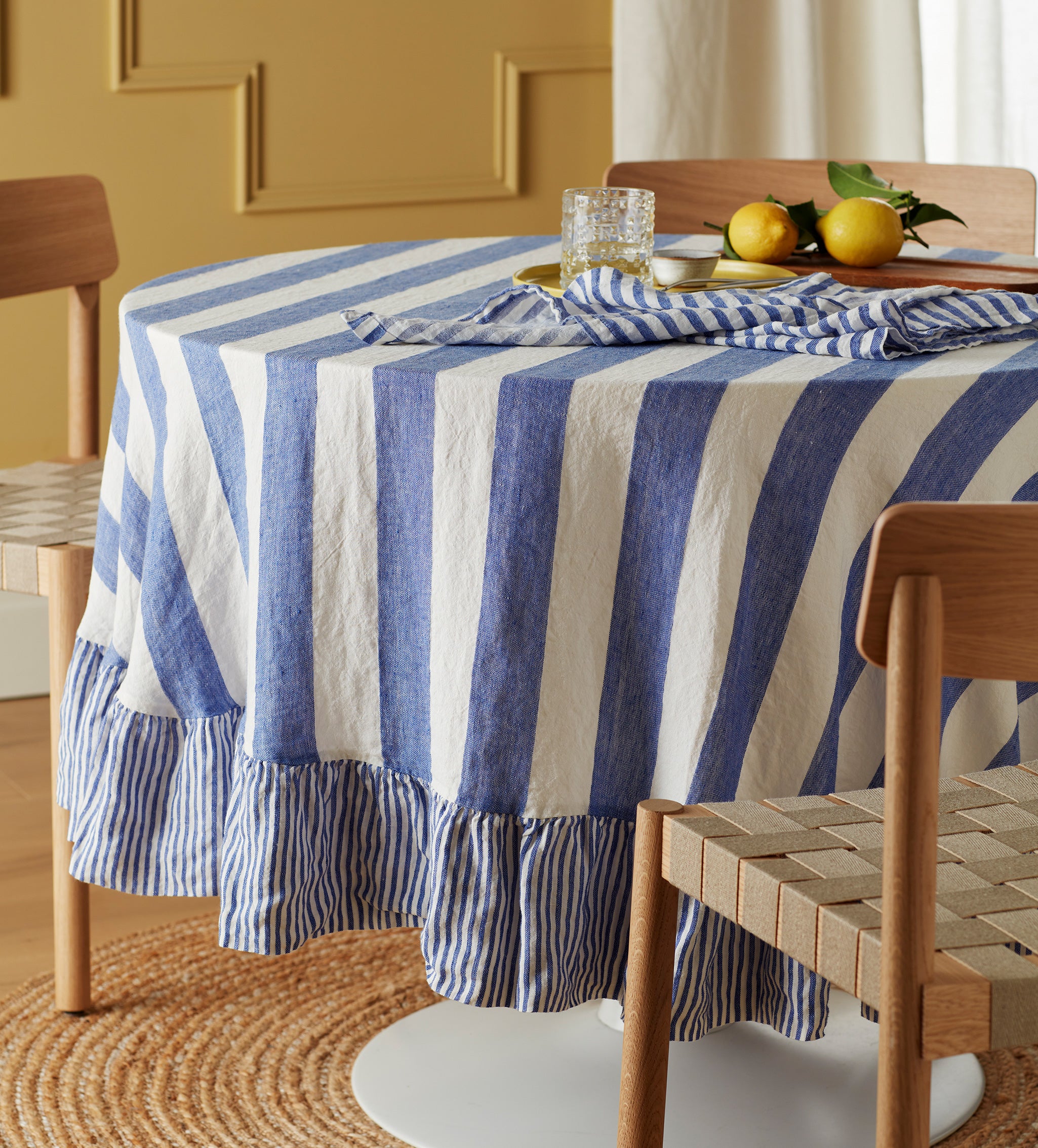 100% Linen Frill Tablecloth