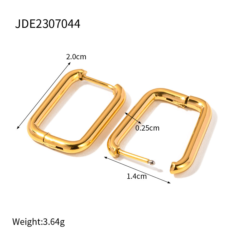 Heart Asymmetrical Geometric Stainless Steel 18K Gold Plated Earrings