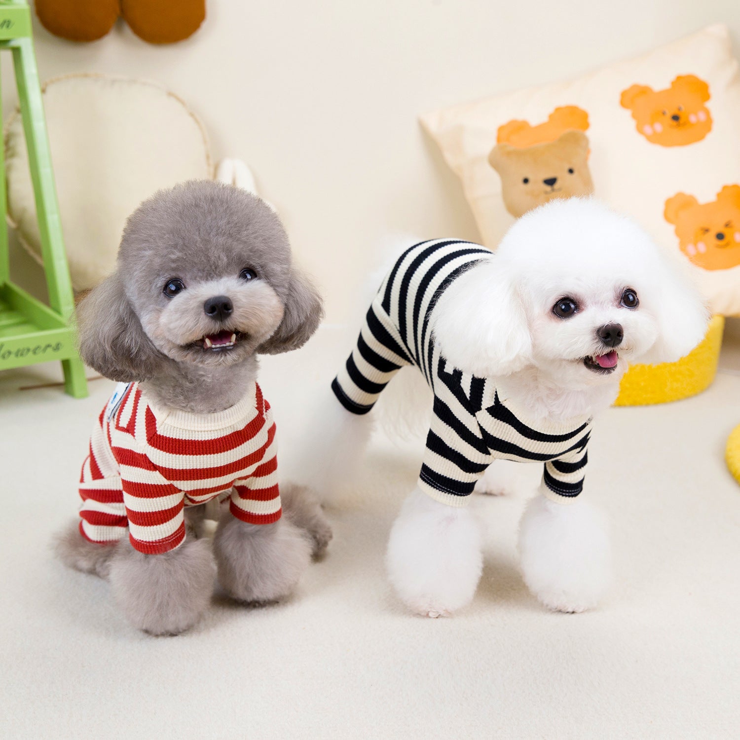 Cartoon Striped Waffle Dog Jumpsuits