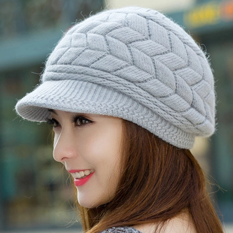 Clearance Autumn And Winter Korean Style Women's Rabbit Fur Hat Winter Hot Knitted Hat Winter Warm Hat