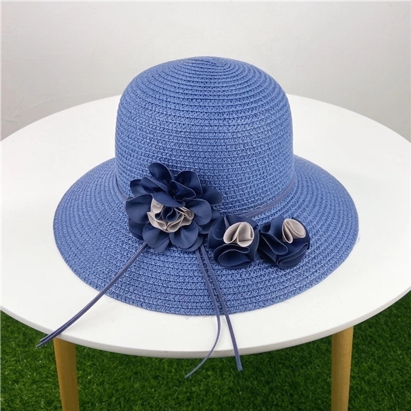 Women's Pastoral Flower Flowers Flat Eaves Straw Hat