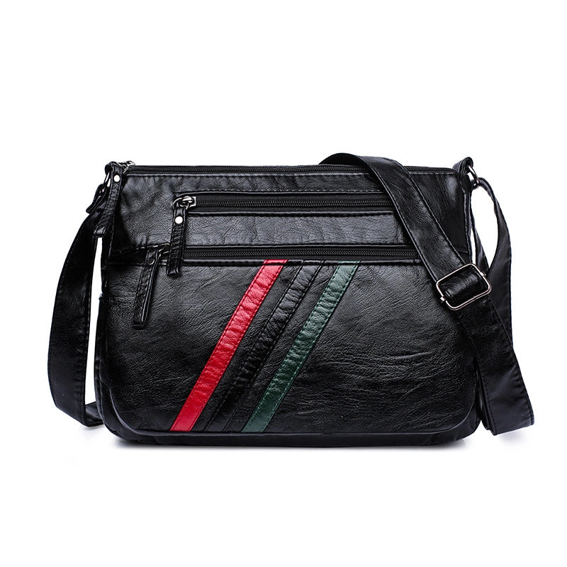 Women's Large Pu Leather Solid Color Streetwear Square Zipper Shoulder Bag Crossbody Bag