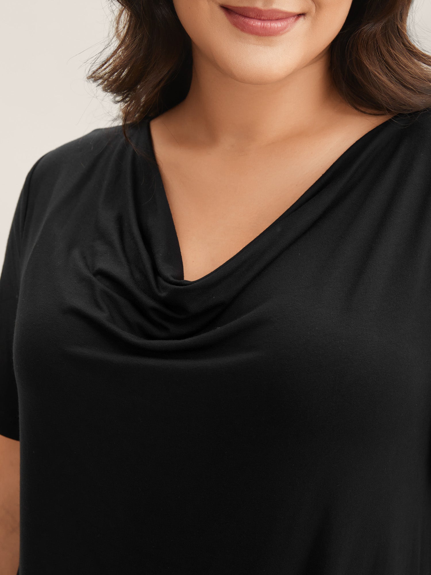 Cowl Neck Relaxed Plain Knit Top