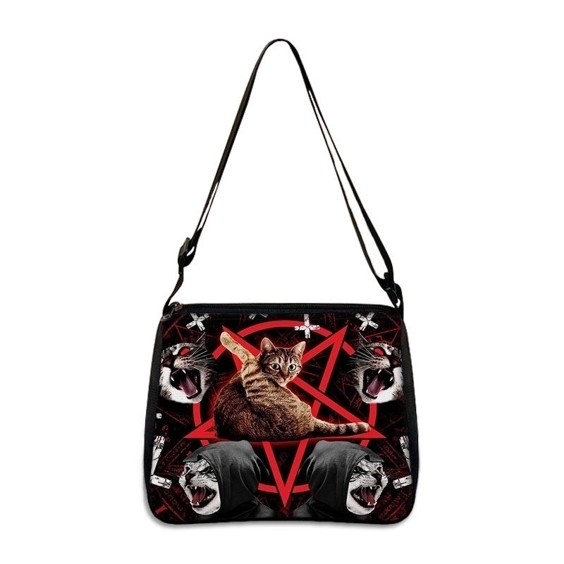 Women's Small All Seasons Polyester Cartoon Cat Vintage Style Square Zipper Underarm Bag