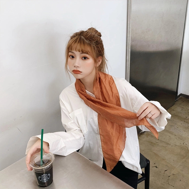 Women's Minimalist Color Block Polyester Printing Silk Scarf