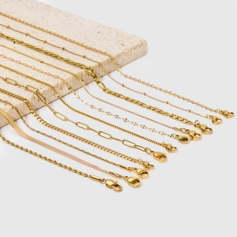 304 Stainless Steel 18K Gold Plated Streetwear Plating Metal Solid Color Sweater Chain Necklace