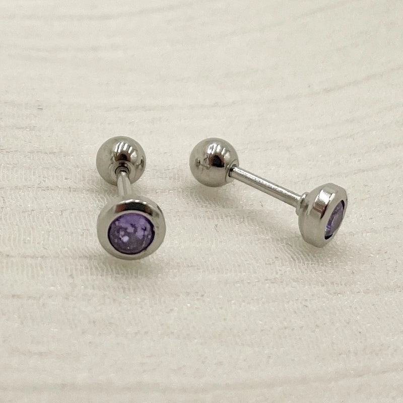 1 Pair Minimalist Geometric Inlay Stainless Steel Zircon Ear Studs