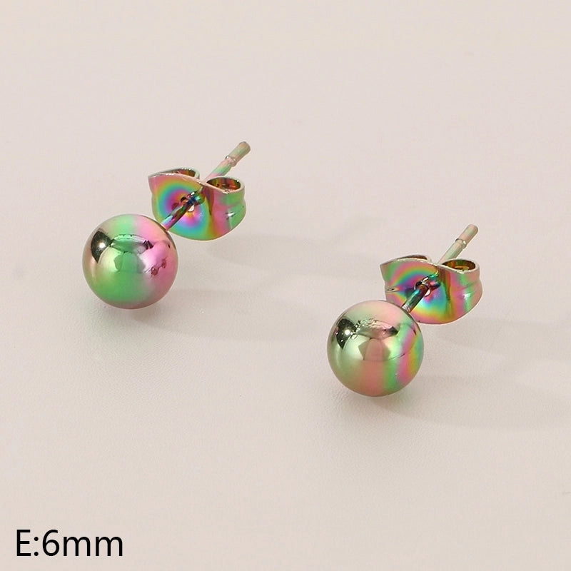 1 Pair Minimalist Round 304 Stainless Steel 18K Gold Plated Ear Studs