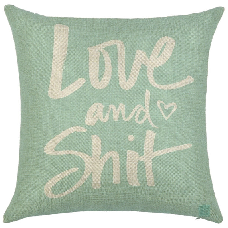 Minimalist Classic Style Commute Letter Ocean Linen Pillow Cases