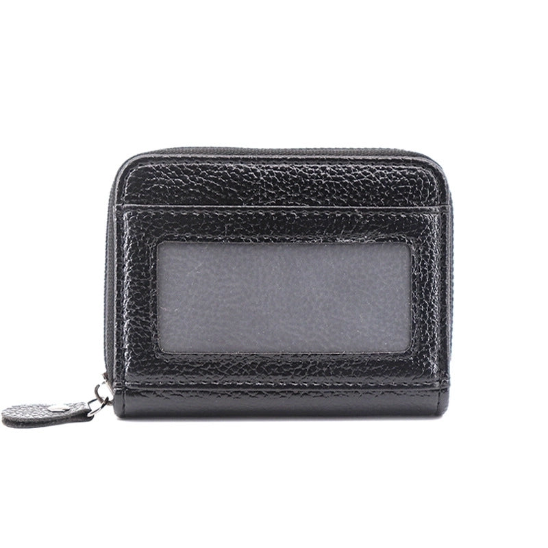 Unisex Solid Color Pu Leather Zipper Card Holders
