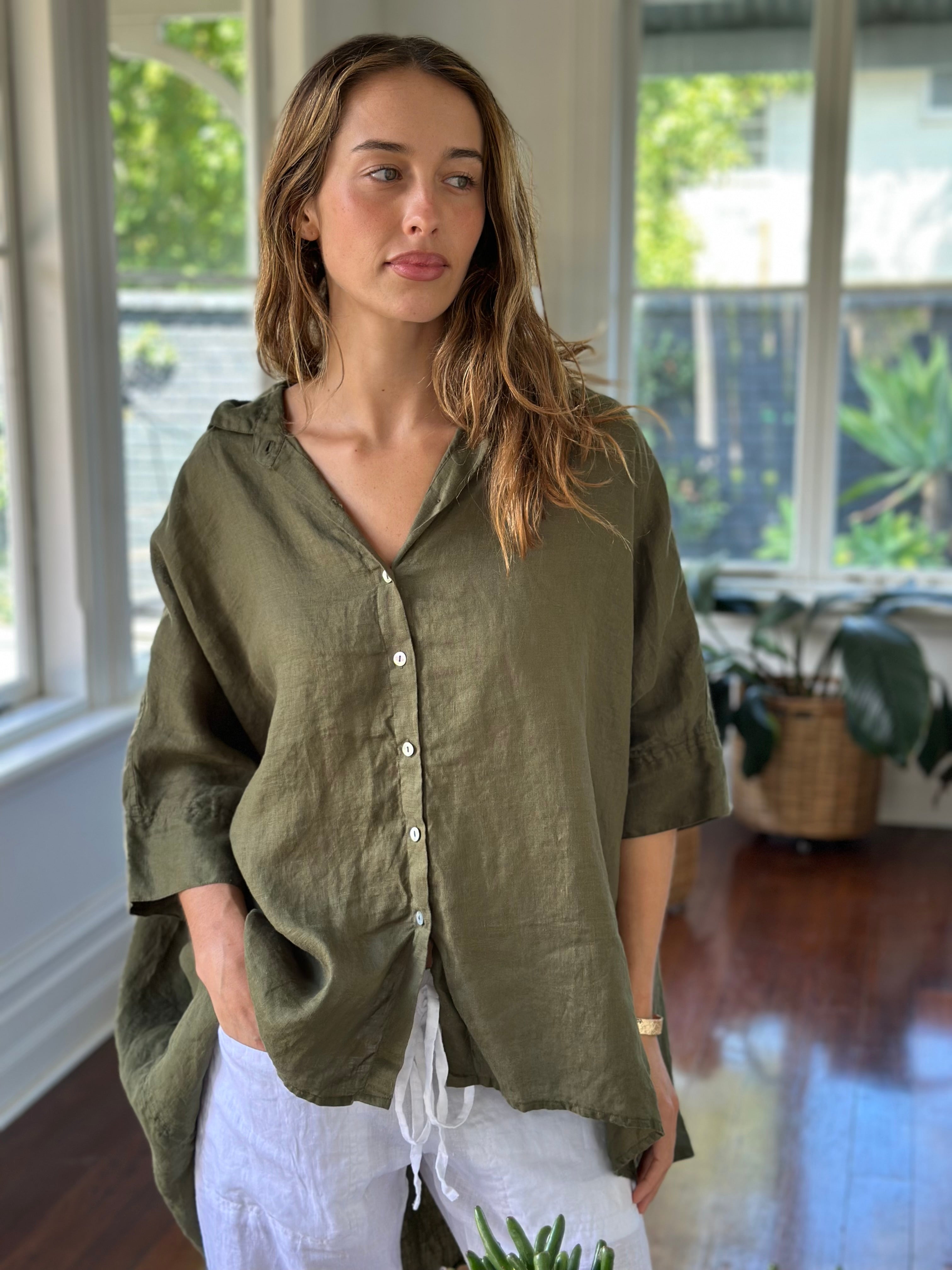 issey shirt - army linen