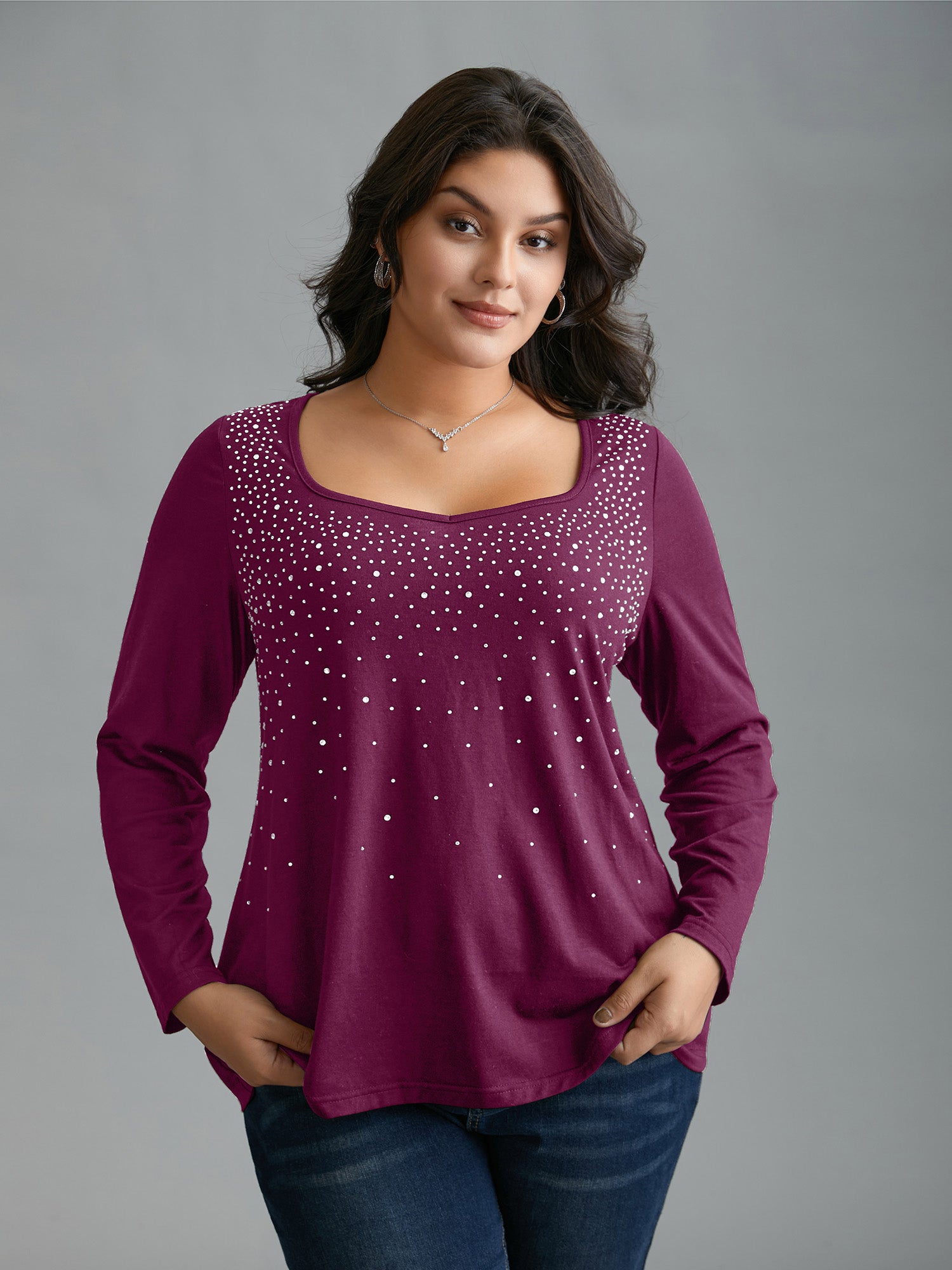 Sequin Stretchy Long Sleeve T-shirt