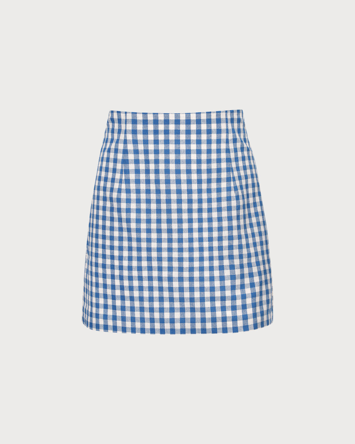 The Blue High-waisted Plaid A-line Mini Skirt