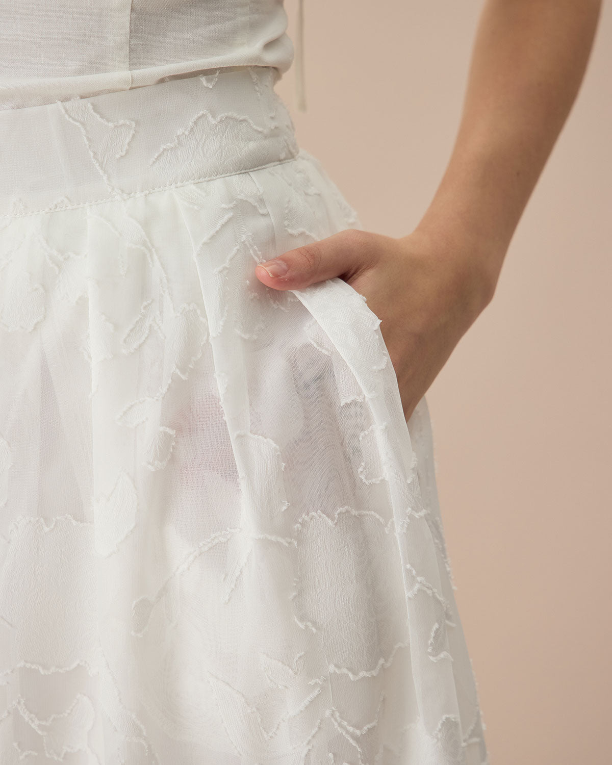 The White Jacquard Midi Skirt