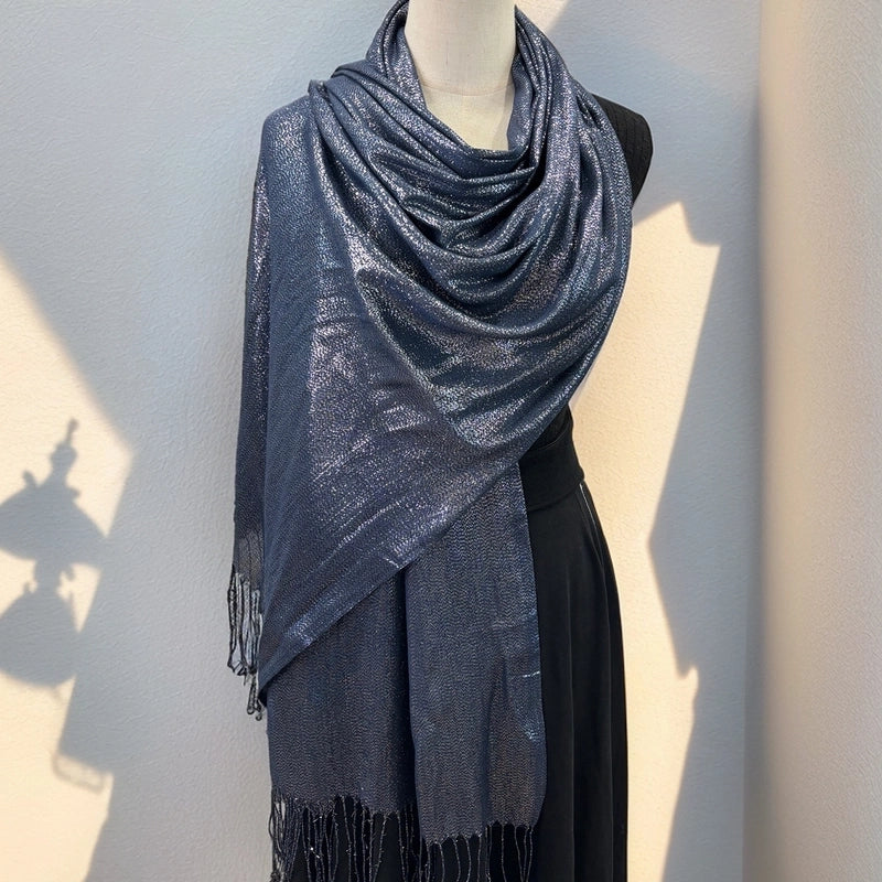 Exclusive For New Women's Shawl Autumn And Summer Women Tassel Silver Silk Ball Dinner Party Scarf