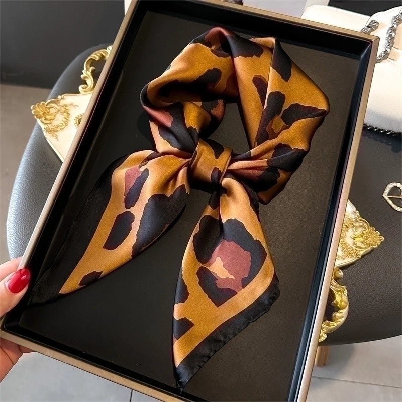 Women's Casual Streetwear Leopard Satin Silk Scarf