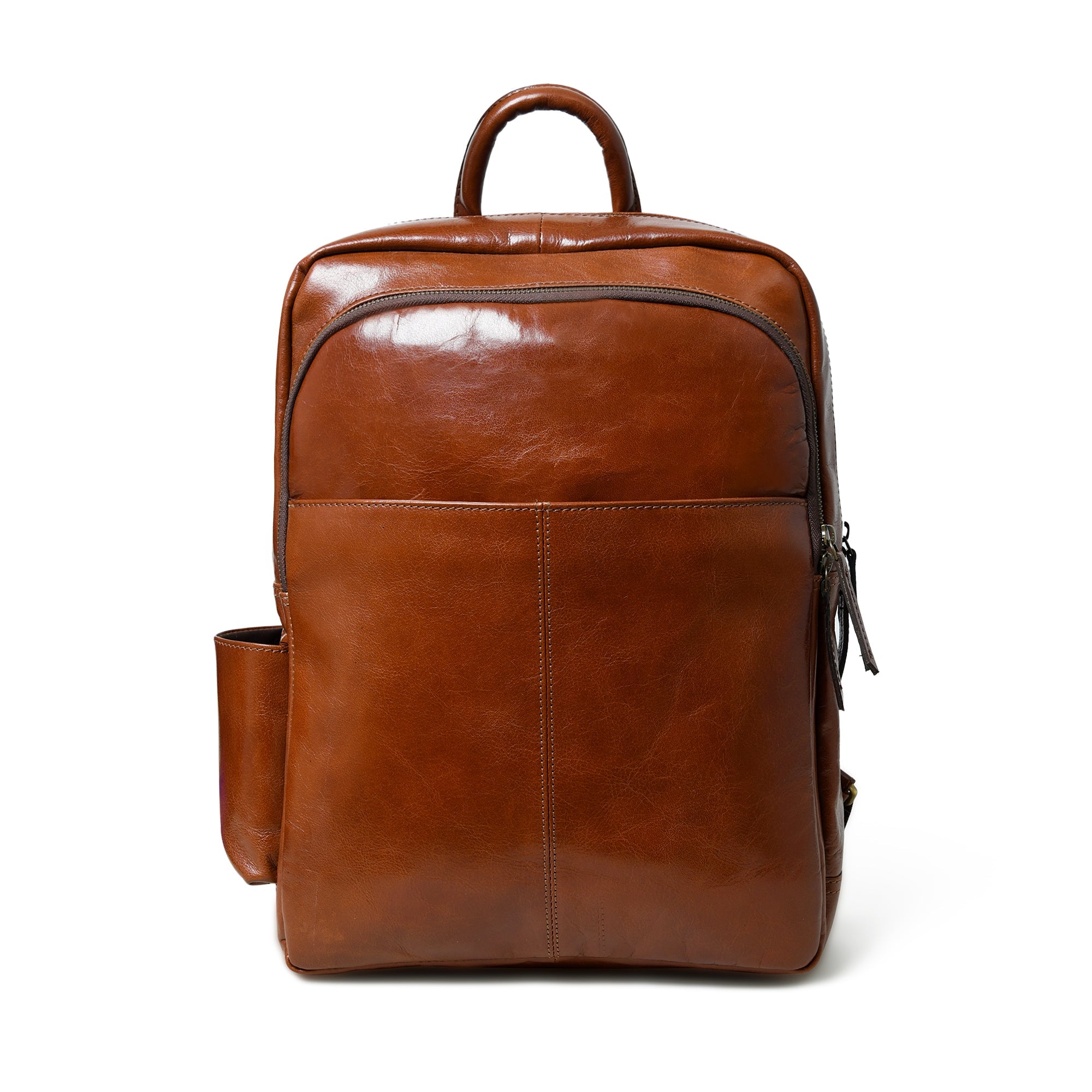 Luxury Italian Leather Backpack. Tan