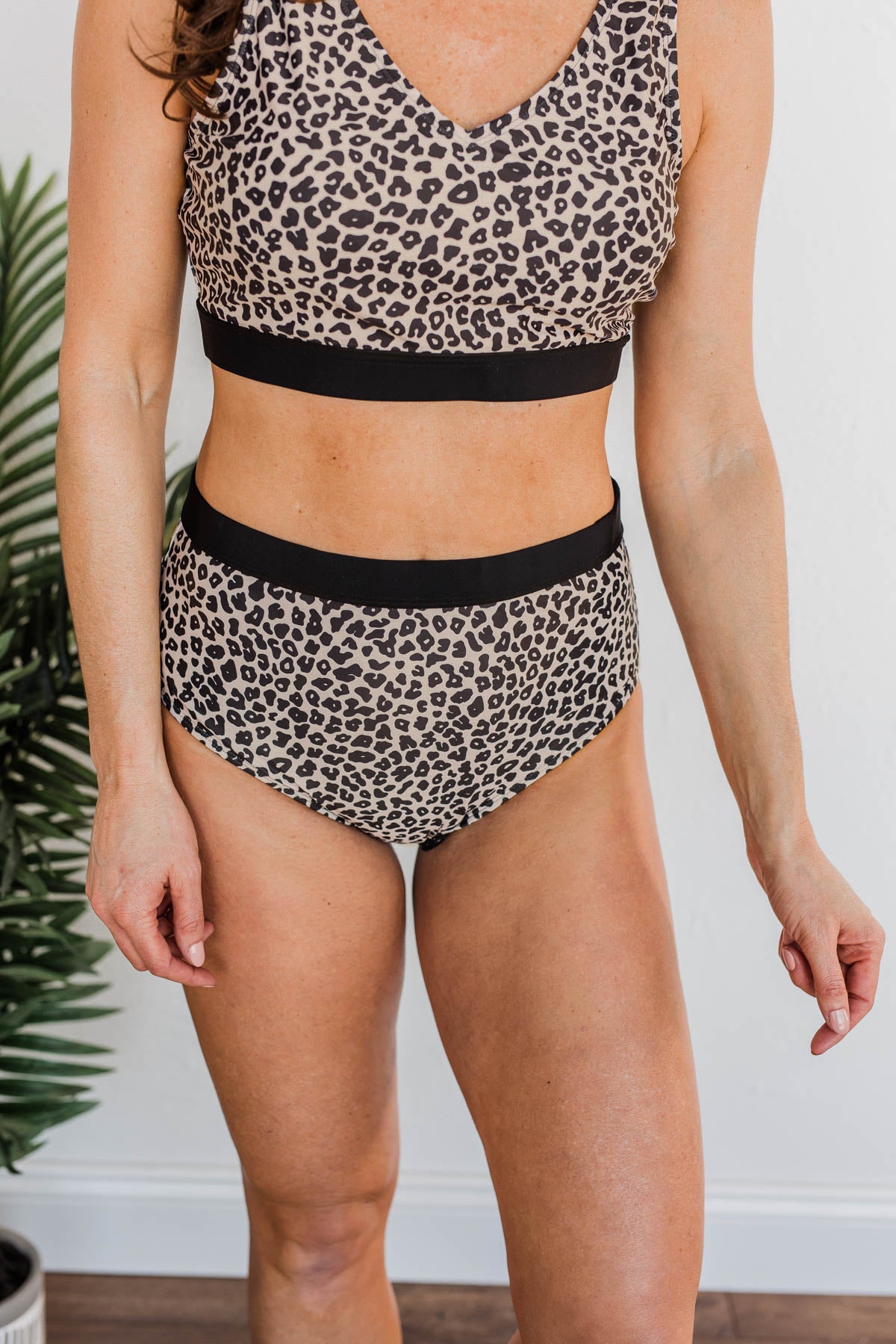 Sandy Shores Leopard Print Swim Bottoms- Light Taupe