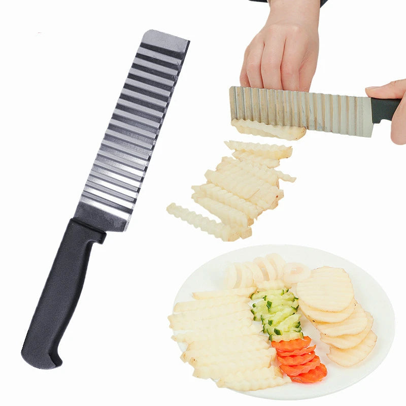 Curly Cutting Knife With Wooden Grip