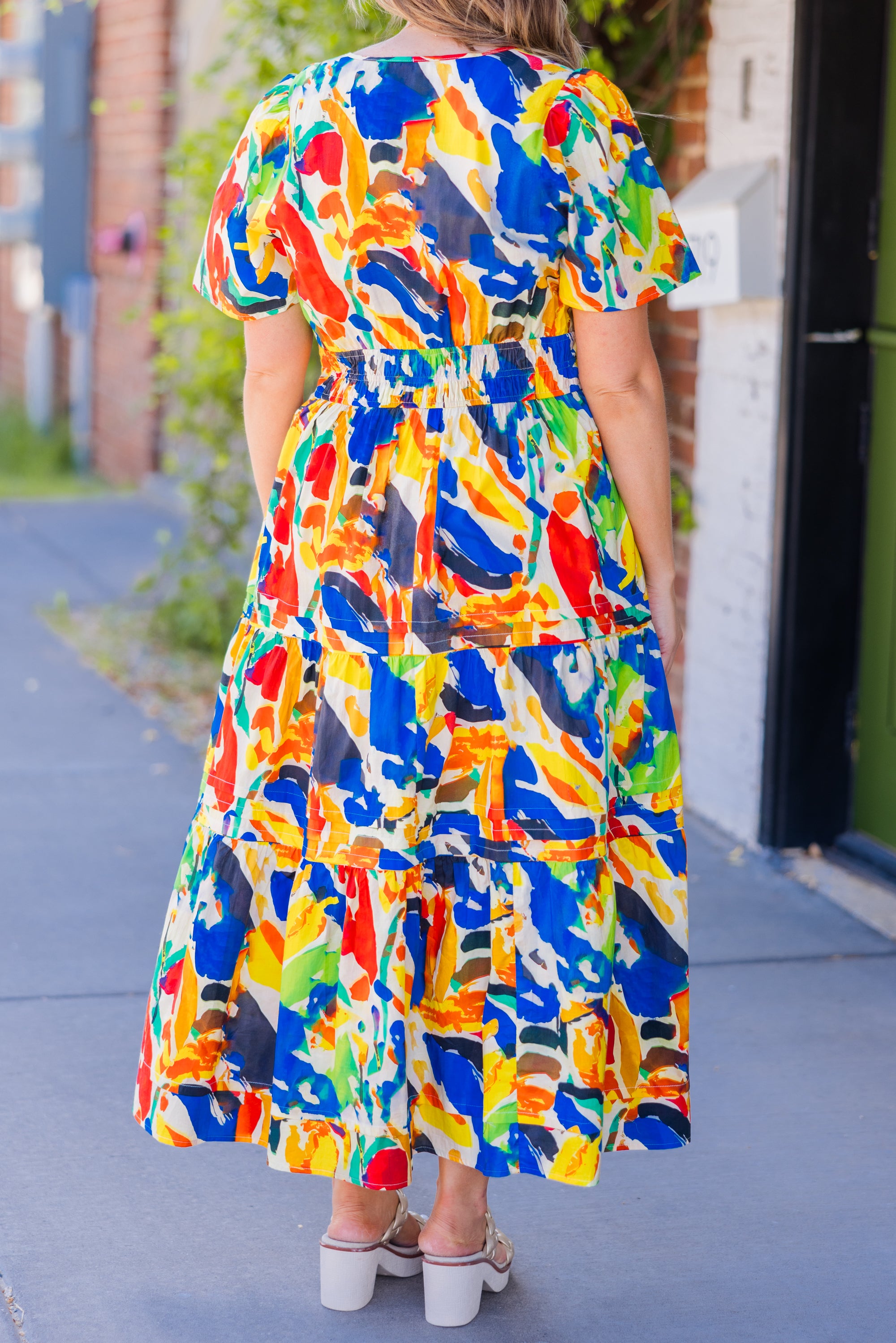 Wish Me Joy Dress. Blue Watercolor