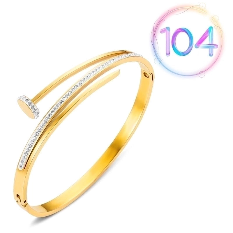 2 Pieces Fashion Geometric Stainless Steel Plating Zircon Bangle