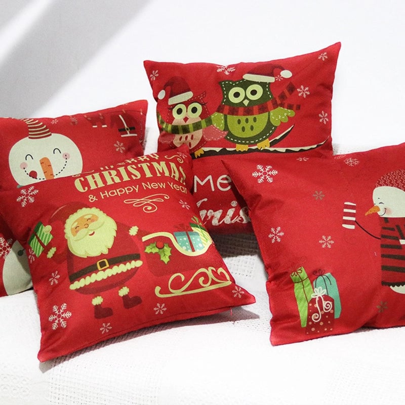 Christmas Fashion Santa Claus Owl Snowman Linen Pillow Case